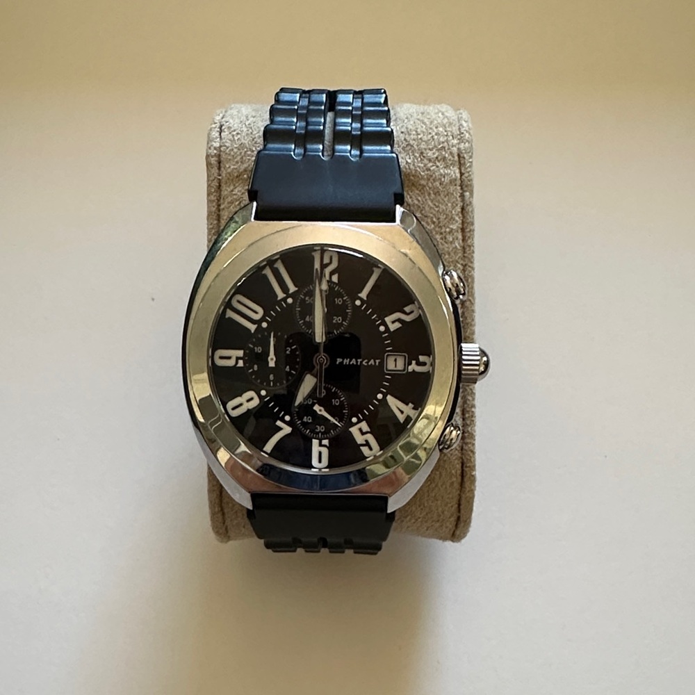 PHATCAT Oliver Chronograph Black Strap Steel Silver Wrist Watch Date Window